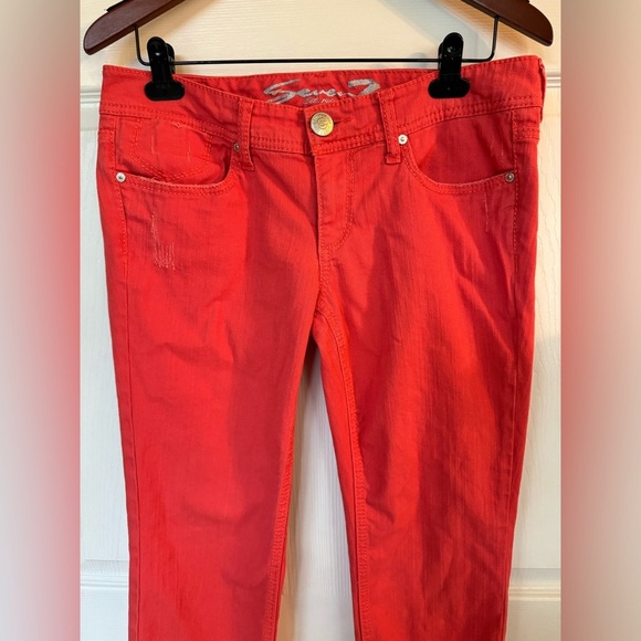 7 For All Mankind Skinny Jeans - Size 8 - Orange Coral, Stretchy, Comfortable - Picture 3 of 12